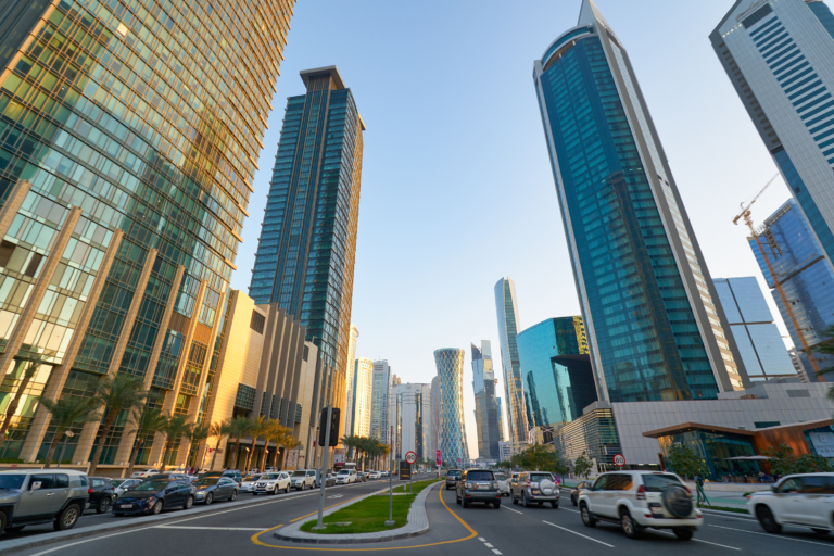 Street-level view in Doha, Qatar